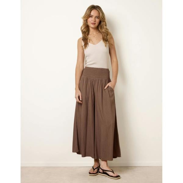 Blue Vanilla Wide Leg Shirred Waist Wavy Trousers