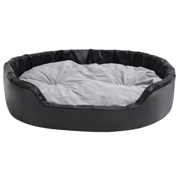 Berkfield Dog Bed Black and Grey 99x89x21 cm Plush and Faux Leather