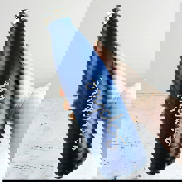 Personalised Memento Company Personalised Name Only Blue Metal Insulated Drinks Bottle