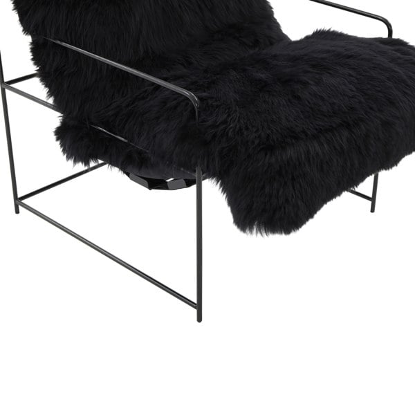 Furniture Edit Kimi Black Genuine Sheepskin Occasional Accent Chair