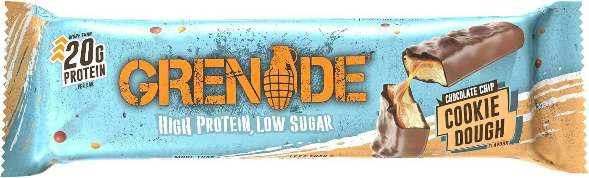 Grenade High Protein, Low Sugar Bar - Chocolate Chip Cookie Dough, 12 x 60 g (Packaging May Vary)