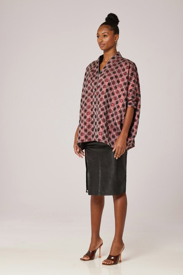 Lioness by TF Red checkered Short Kimono