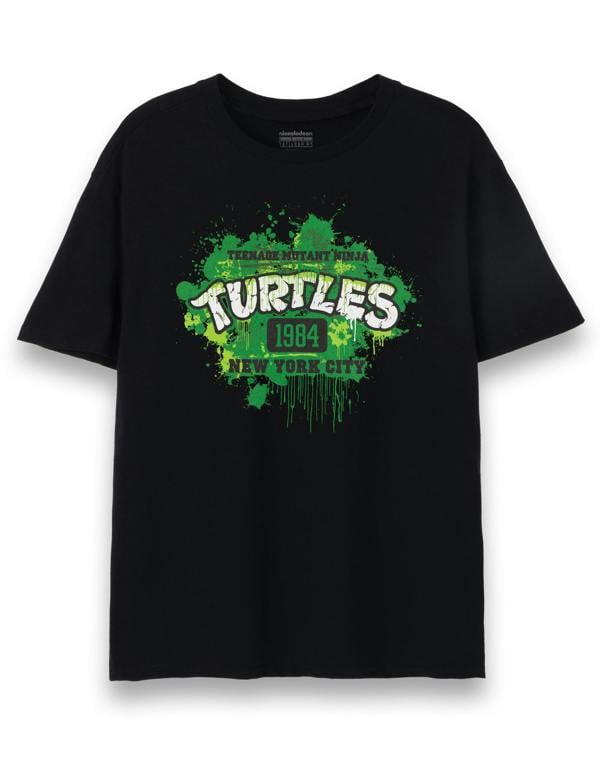 Teenage Mutant Ninja Turtles Mens Black 1984 New York City Short Sleeved T-Shirt