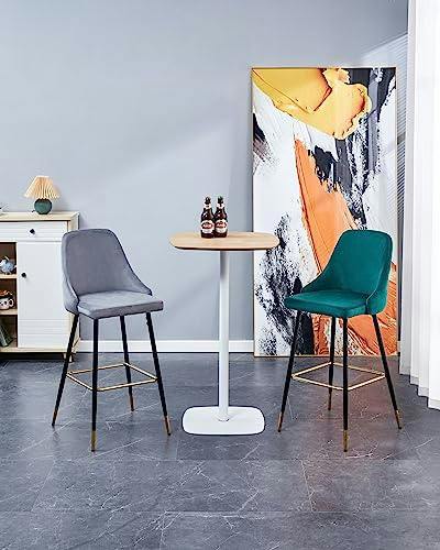 HYGRAD BUILT TO SURVIVE Velvet Bar Stools with Gold-Tipped Legs – Set of 2 | HYGRAD®