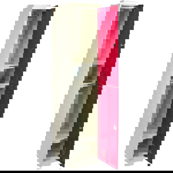 Monstershop Metal Storage Lockers - Two Doors, Flatpacked, Red