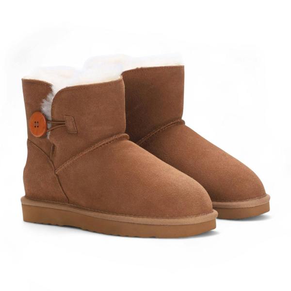 Infinity Leather Women's Sheepskin Suede Tan Brown Ankle Bootie Warm Winter Boots - Alpine
