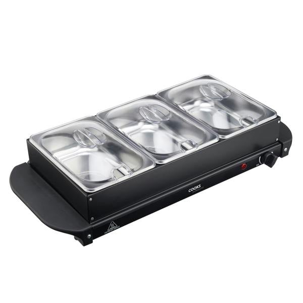 Cooks Professional 3 Section Buffet Warmer | 4.5L | Black
