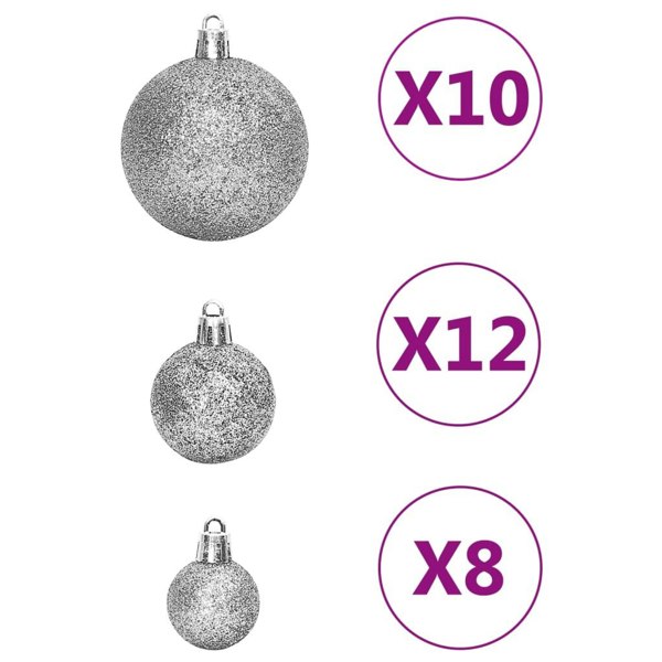 Berkfield 111 Piece Christmas Bauble Set Silver Polystyrene