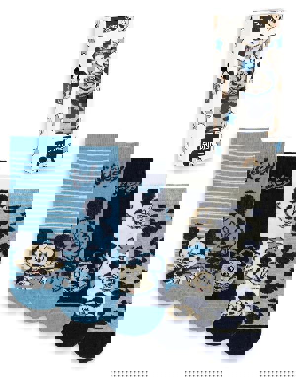 Disney Boys Blue Mickey Mouse Calf Socks Set of 5