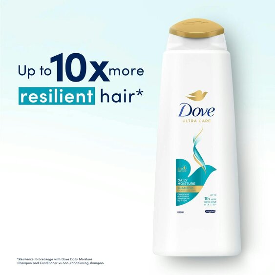 Dove Ultra Care Shampoo - Daily Moisture 2x400 ml, Bio Restore Technology