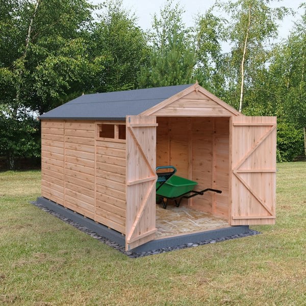 Shire 12x6 Langley double door security window apex shed 12mm shiplap interlock cladding