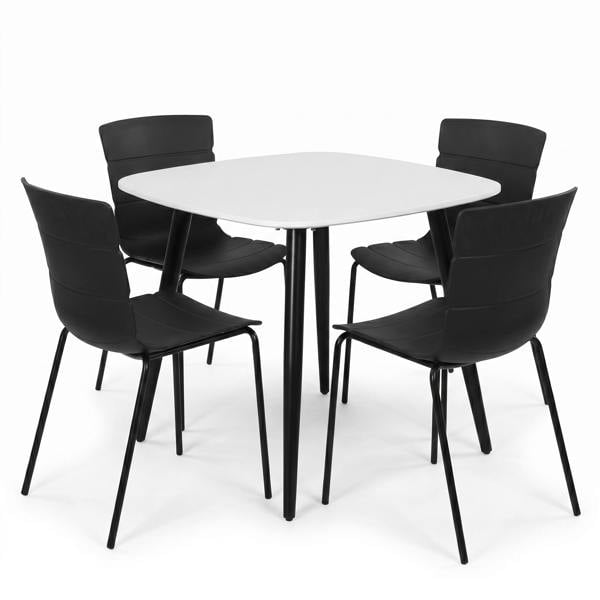 Core Products Aspen Dining Set - White Square Table & 4 Bali Dining Chairs