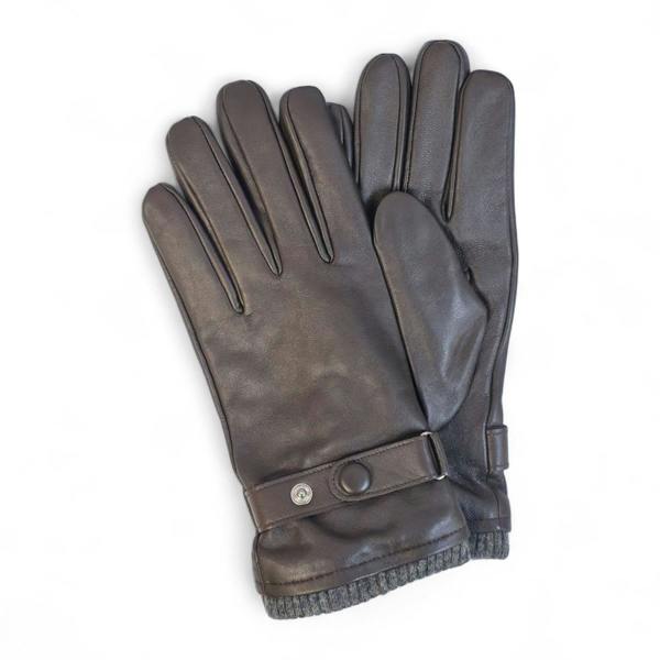Infinity Leather Men’s Italian Leather Warm Wool Lining Winter Knit Rib Gloves - M-LGV-105