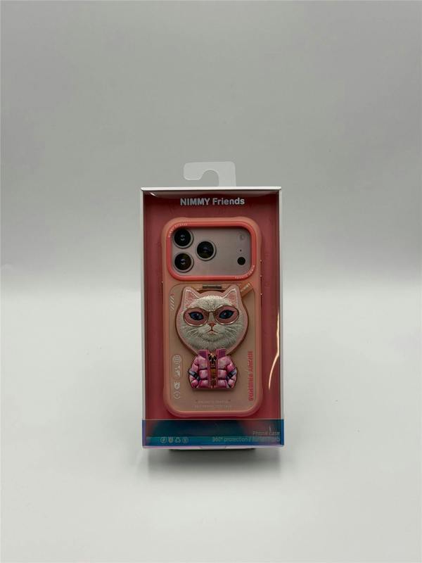 Nimmy Friends Nimmy Cool & Cute 2.0 White Rich & Beauty Cat Case with MagSafe Stand for iPhone 17 Pro 6.3" Pink - N-YJKM-CXZJZH-IP17-PRO-04