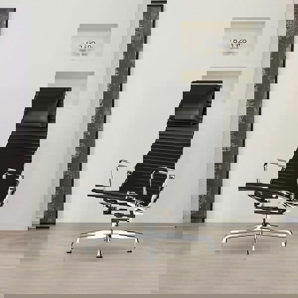 Weilai Concept Qureshi Swivel Office Chair With Footstool, Black Leather