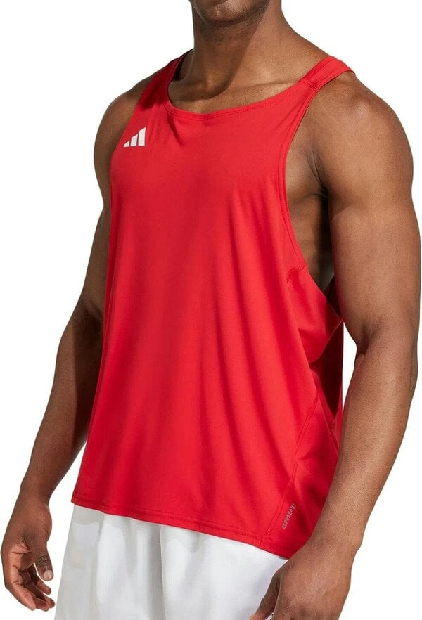 Adidas Adizero Essentials Mens Running Singlet Vest Red IX2854
