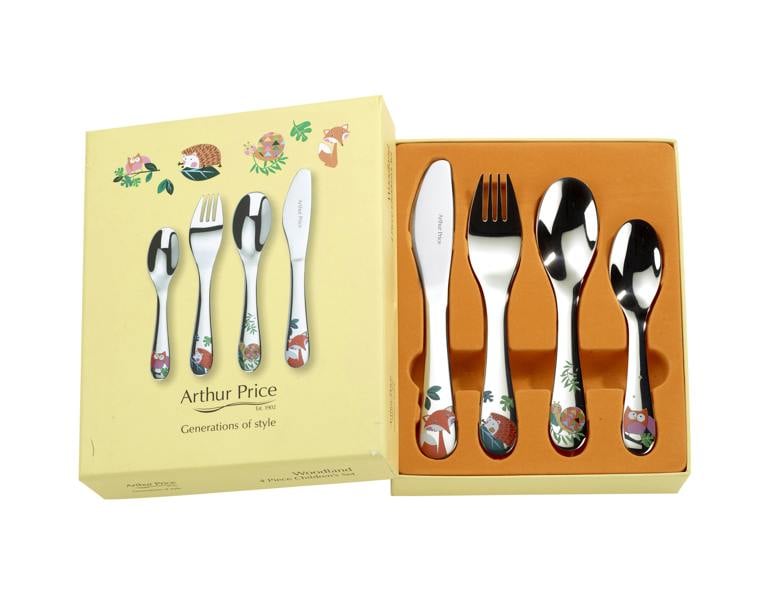 Arthur Price 'Woodland' Stainless Steel 4 Piece Childrens Gift Boxed Cutlery Set