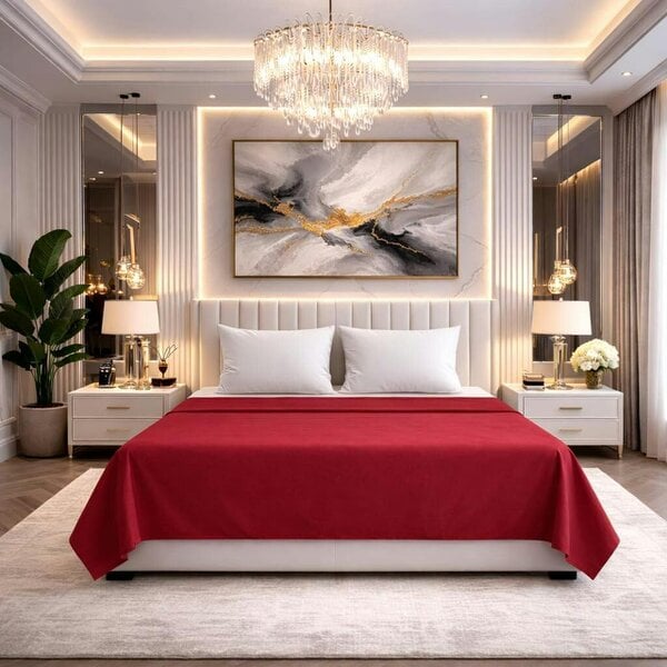 Night Zone 180 Thread Count Percale Flat Sheet – Non Iron Polycotton Bed Linen - Red