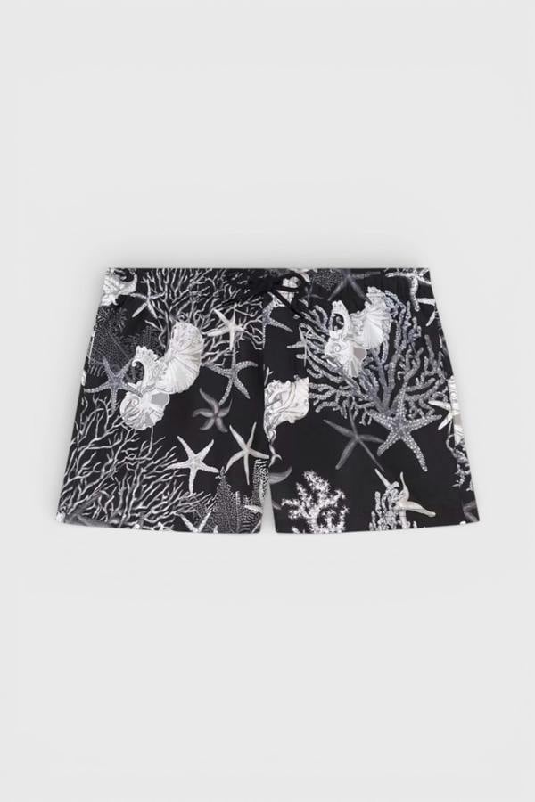 Versace Graphic Print Thigh Length Swimshorts Black
