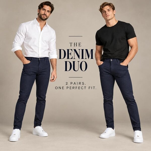 Smart Living Men's Skinny Fit Denim Duo Jeans - Pack of 2 - Indigo