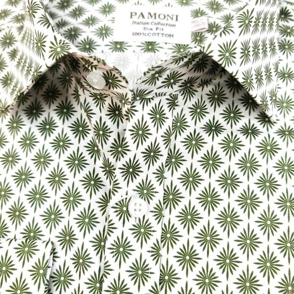 Green Palm Print Slim Fit Shirt