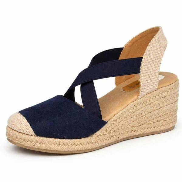 Savannah Ladies Savannah Comfort Cross Strap Espadrille Wedge Sandals F2314