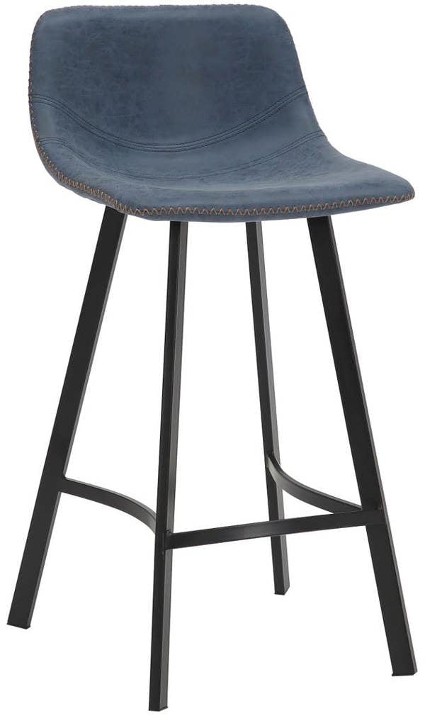 Lamboro Antico Fixed Height Bar Stool 66cm with Faux Leather Seat & Metal Legs