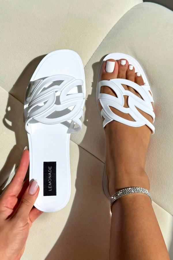 Love Lemonade Sculpt Detail Jelly Sliders White