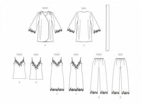 Vogue Sewing Pattern 1962, Pyjamas, Robes, Dresses, Tops, Trousers for Women, A5 (6-8-10-12-14) - Intermediate