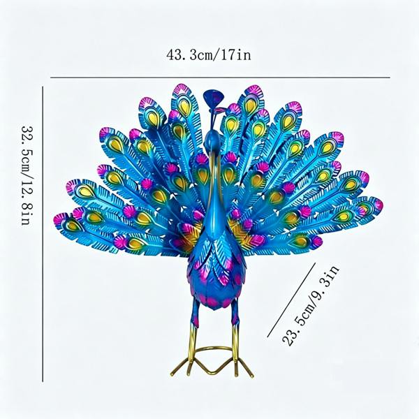 Leaper Metal Peacock Craft Statue for Outdoor Decor
