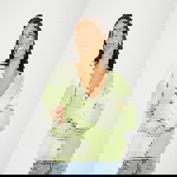 Brave Soul Green Button Through Space Dye Cardigan - Green Image 4