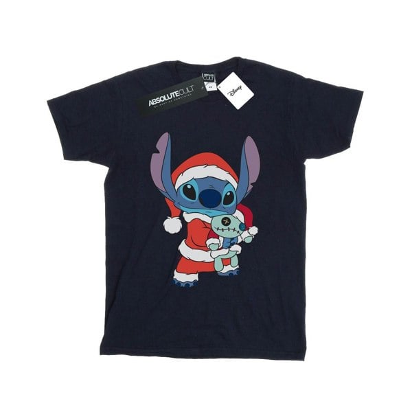 Disney Womens/Ladies Lilo And Stitch Stitch Christmas Cotton Boyfriend T-Shirt - Navy Blue