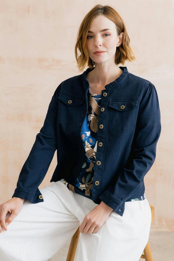 Lily & Me Seren Stretch Cotton Twill Jacket Navy