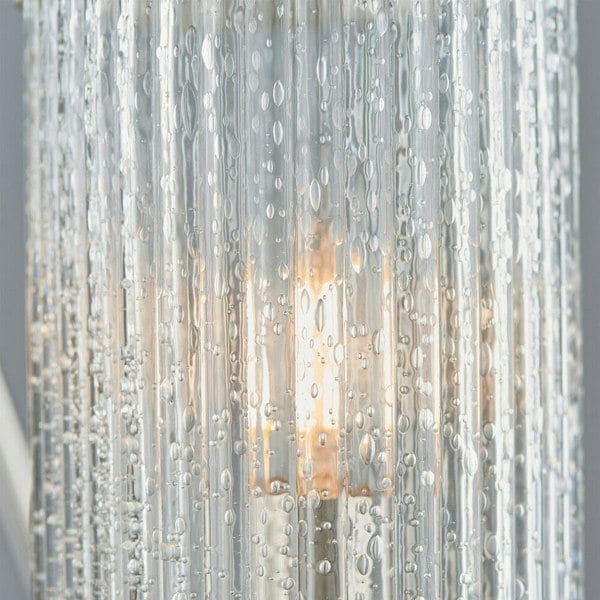 3 Light Chandelier Pendant Nickel Ribbed Glass Shade Hanging Ceiling Lamp Holder Loops