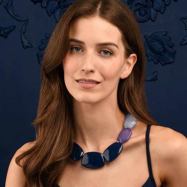 Zavana Chunky Blue, Purple and Light Blue Statement Necklace for Women