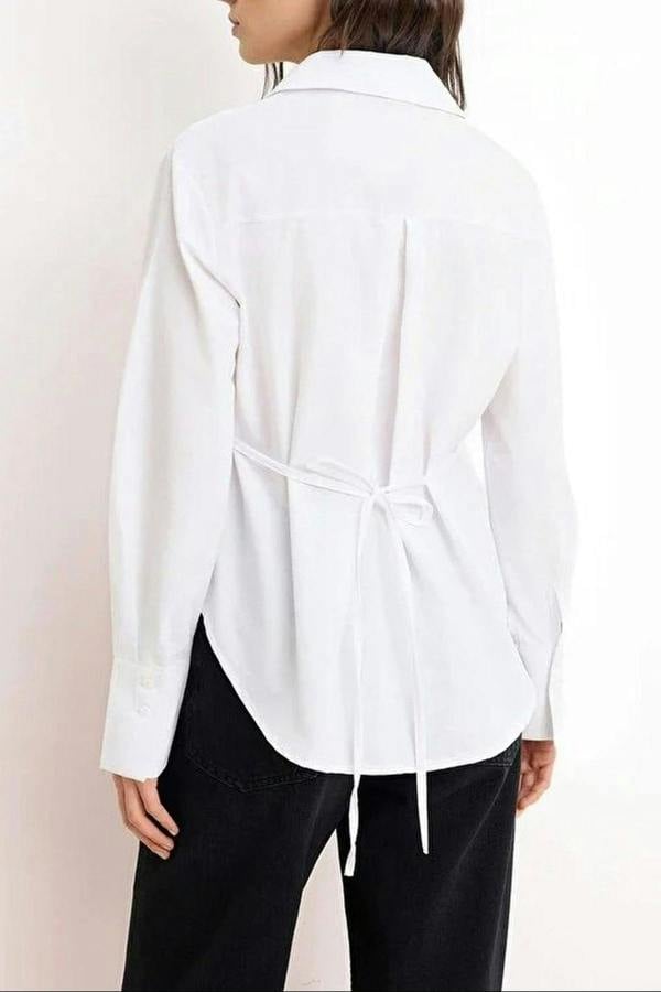 WOVCOR Lace Detail Adjustable Waist Shirt