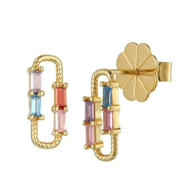 Lioness by TF Rina Earrings - 14K Gold Vermeil, Ruby & Sapphire