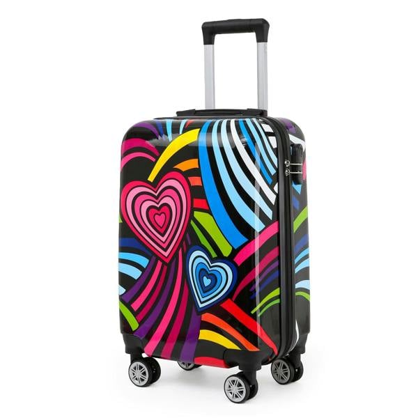 Infinity Luggage Hard Shell Printed Cabin Suitcase 35 x 23.5 x 56 cm Luggage Suitable for Easyjet, Ryanair, Wizzair