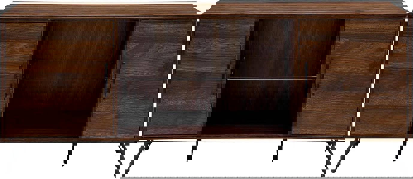 Centurion Supports PORTOBELLO Luxury Walnut Dual Compartment Storage 6-Shelf up to 65" Flat Screen TV Cabinet