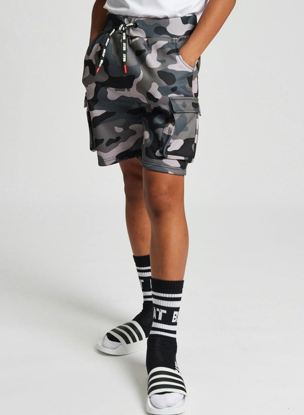 Beat Boyz Club Revolve Combat Shorts - Grey Camo