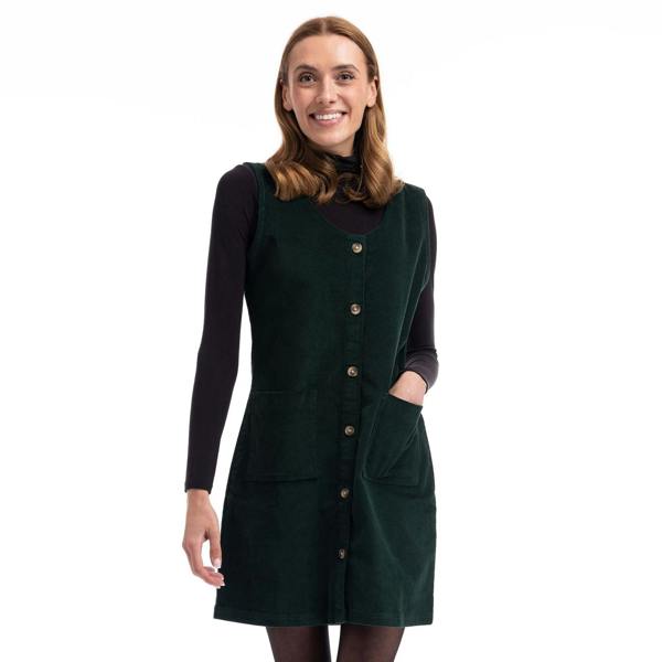 Trespass Womens/Ladies Tarissa Corduroy Pinafore Dress - Dark Green - 