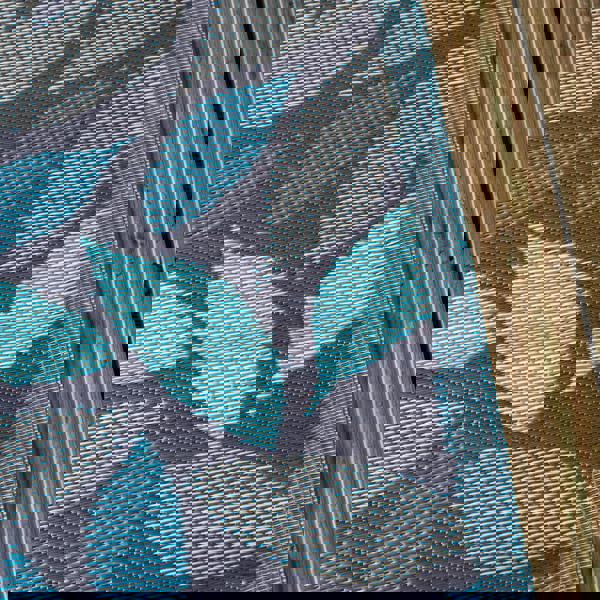 Samuel Alexander 1.5m x 2.1m Flora Leaves Large Outdoor Alfresco Patio Rug Mat in Blue