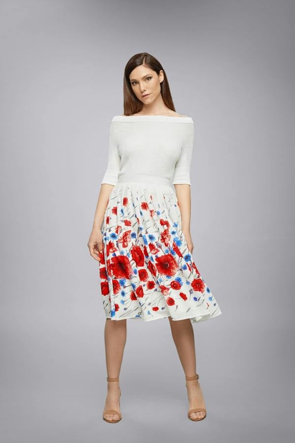 Rumour London Poppy flared midi skirt with original floral print