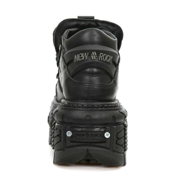 New Rock Unisex Metallic Black Leather Gothic Boots- M-TANK106-C2