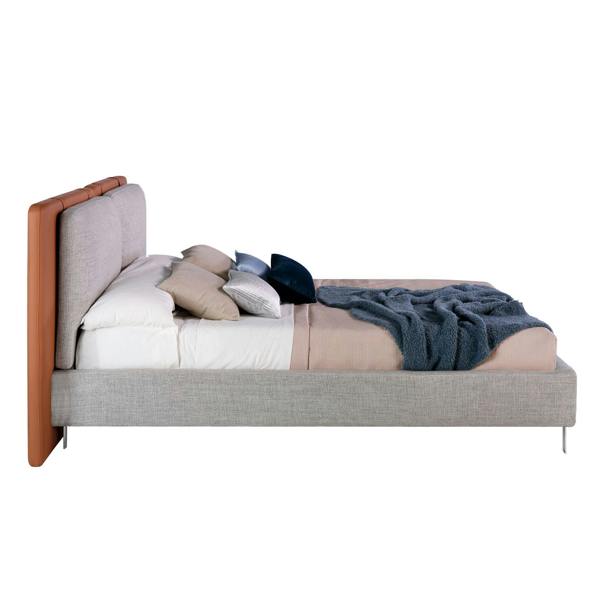 Angel Cerdá Brown Leatherette Bed With Gray Fabric 7123