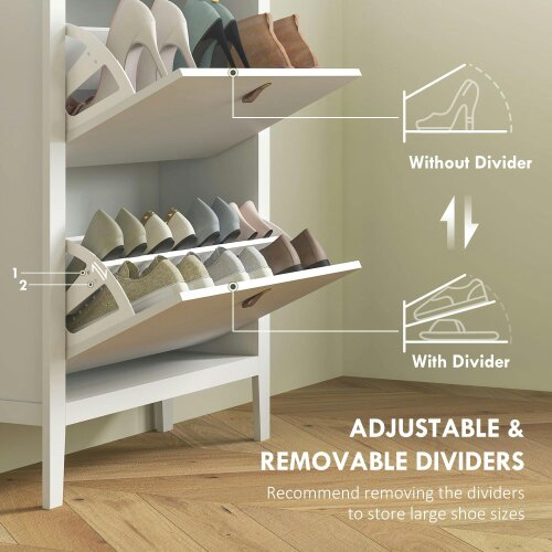 Wyld Haus Rimi Wooden White and Natural 2 Drawer Shoe Cabinet Faux Leather Handles