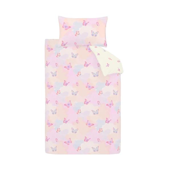 Catherine Lansfield Ombre Butterflies Reversible Duvet Cover Set Pink