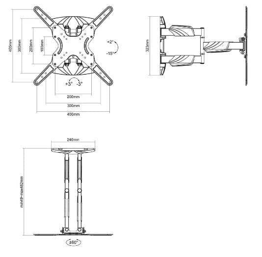 Intec Brackets Double Arm Swivel and Tilt TV Wall Bracket for 19 to 60 Inch Screens, VESA 400 x 400