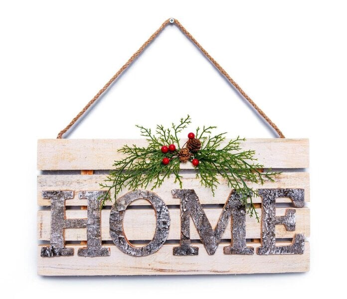 Shatchi 20x40cm Wooden HOME Letters Sign Christmas Wall Frame Decoration for Festive Indoor Display