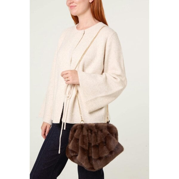 Blue Vanilla Faux Fur Chain Strap Shoulder Bag